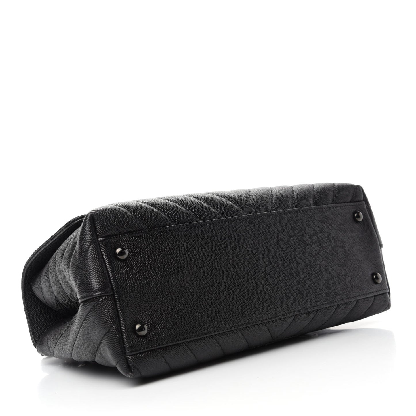 Caviar Chevron Quilted Small Coco Handle Flap So Black