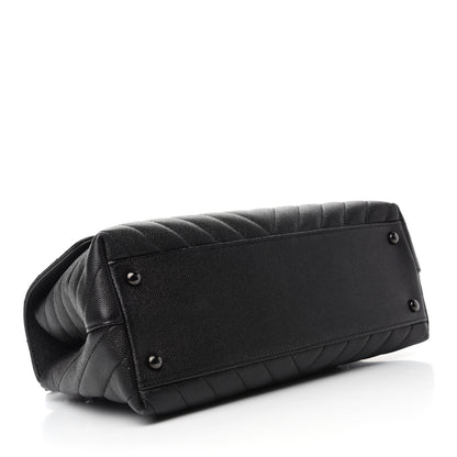 Chanel Caviar Chevron Quilted Small Coco Handle Flap So Black 4 of 10