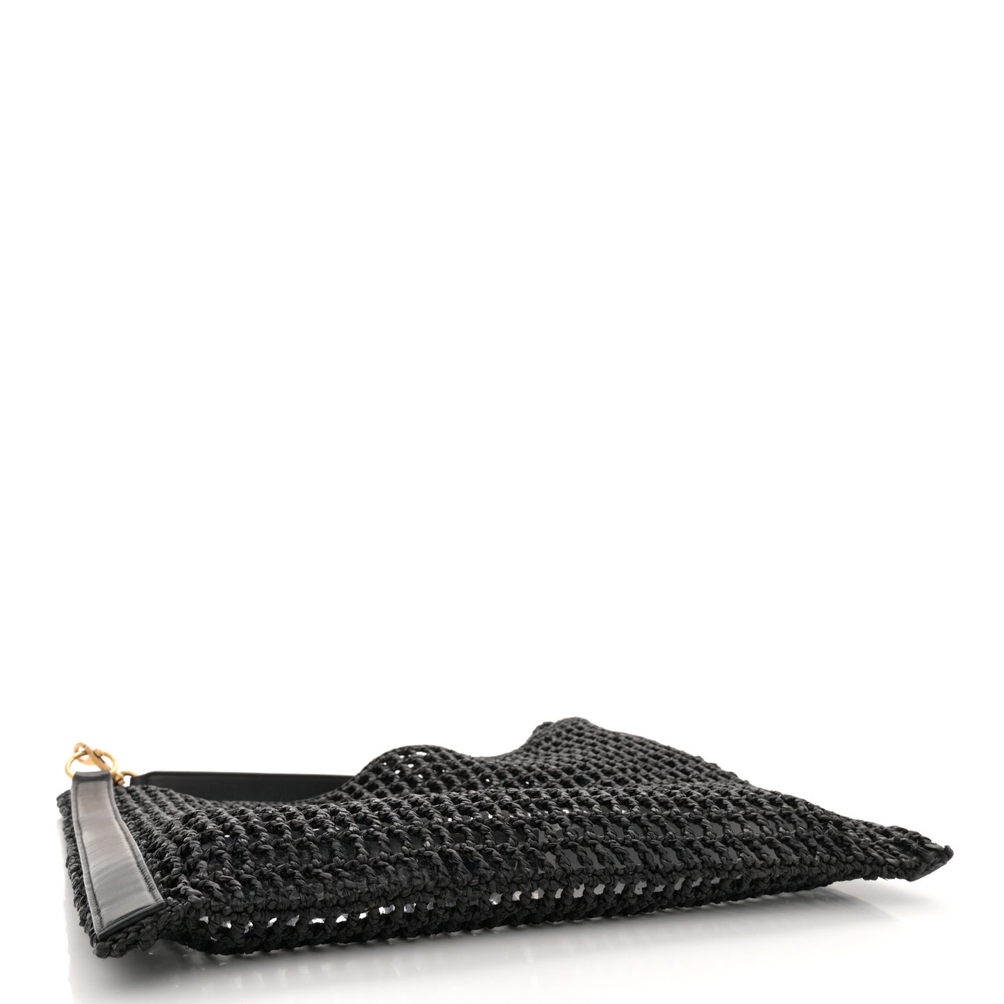 Raffia Calfskin Oxalis Shoulder Bag Black
