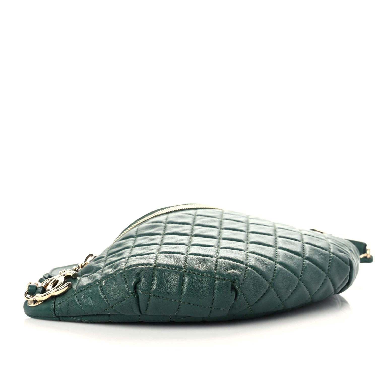 Chanel Calfskin Quilted Banane Waist Bag Fanny Pack Dark Green 4 of 11