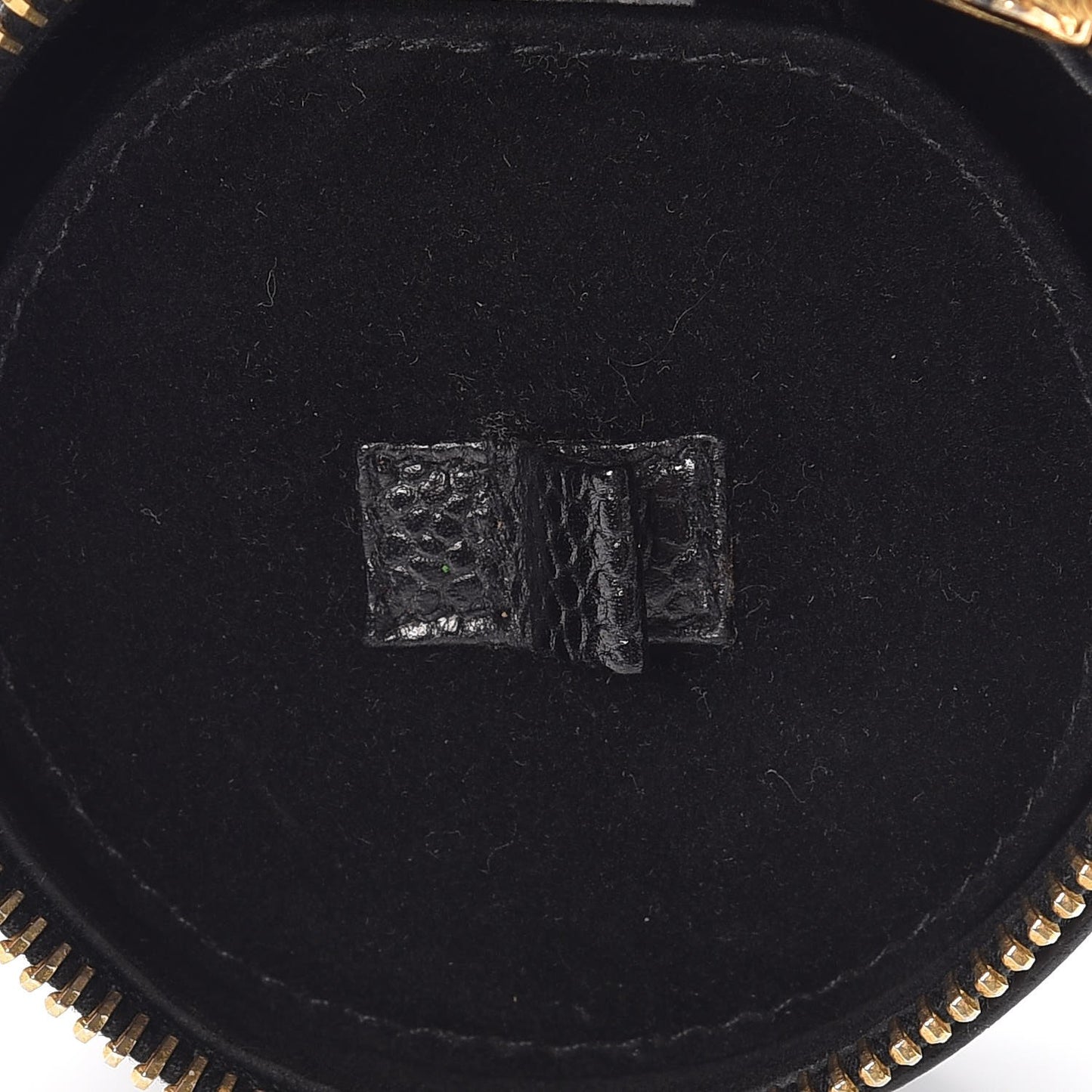 Caviar Round Jewelry Travel Case Black