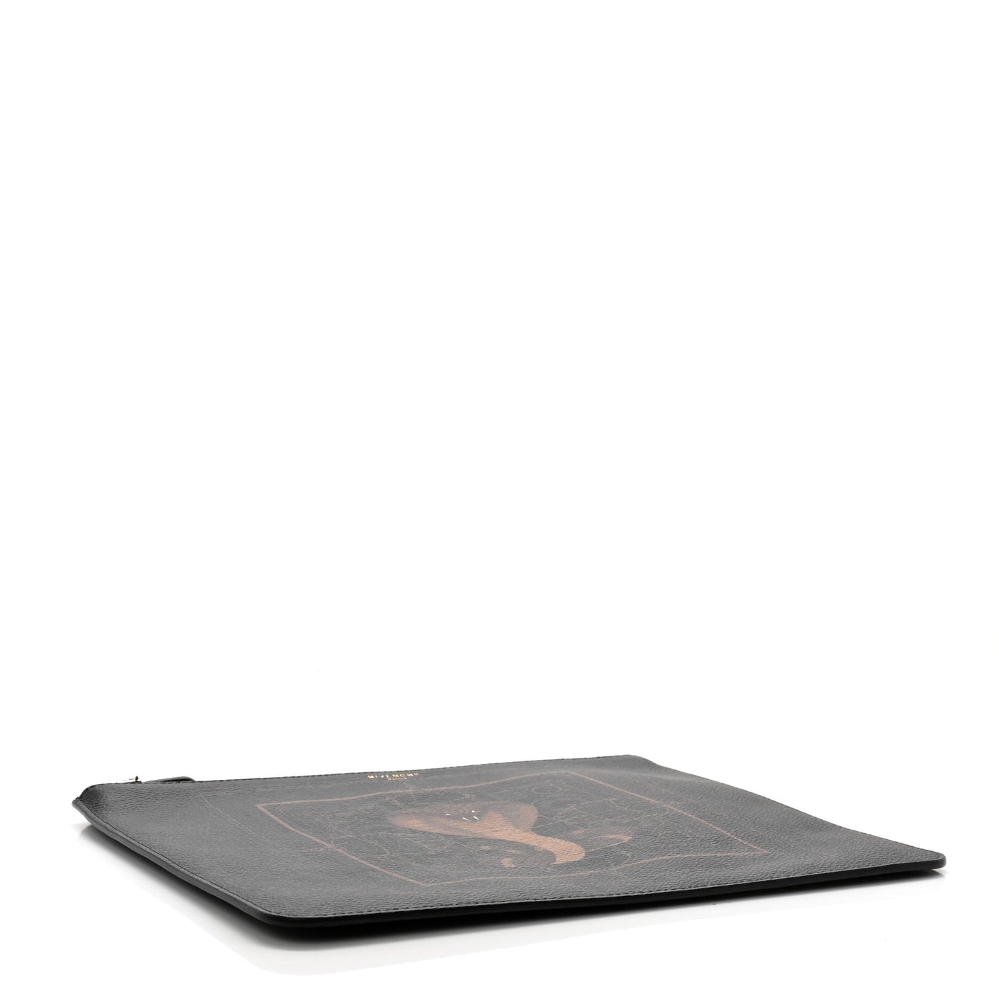 Calfskin Cobra Print Zip Pouch Black