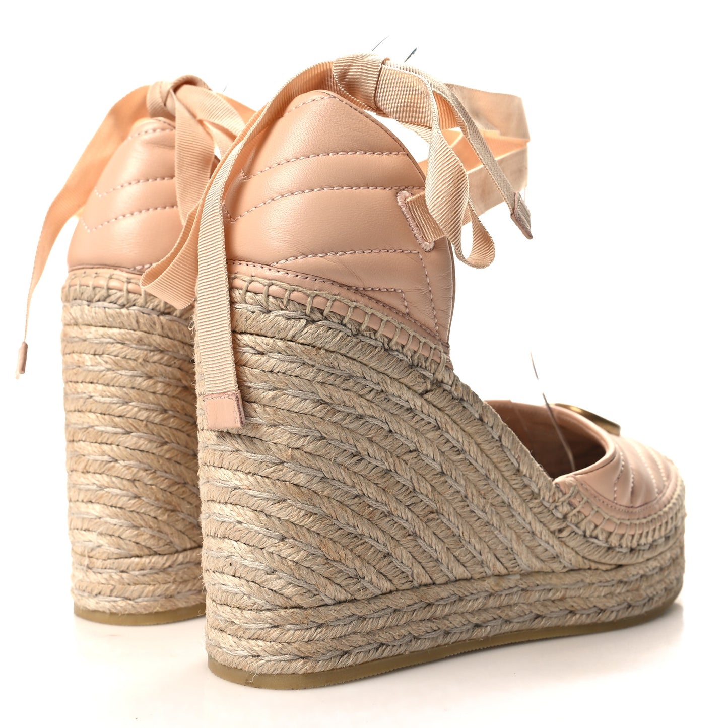 Nappa Matelasse GG Marmont Ankle Wrap Platform 35/120mm Espadrille Wedges 41 Skin Rose