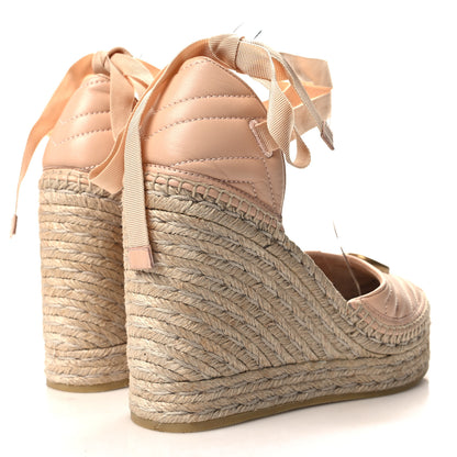 Gucci Nappa Matelasse GG Marmont Ankle Wrap Platform 35/120mm Espadrille Wedges 41 Skin Rose 4 of 8