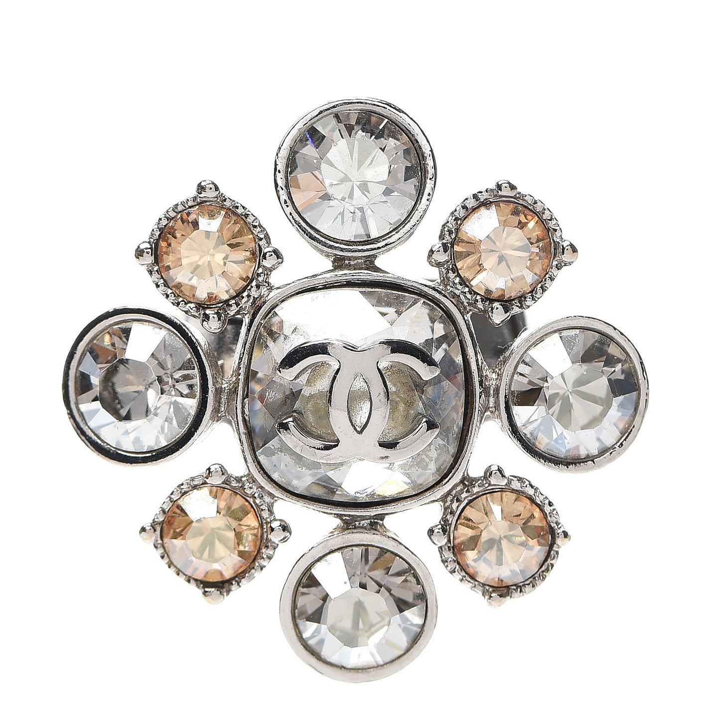 Crystal CC Ring 6.5 Silver Multicolor