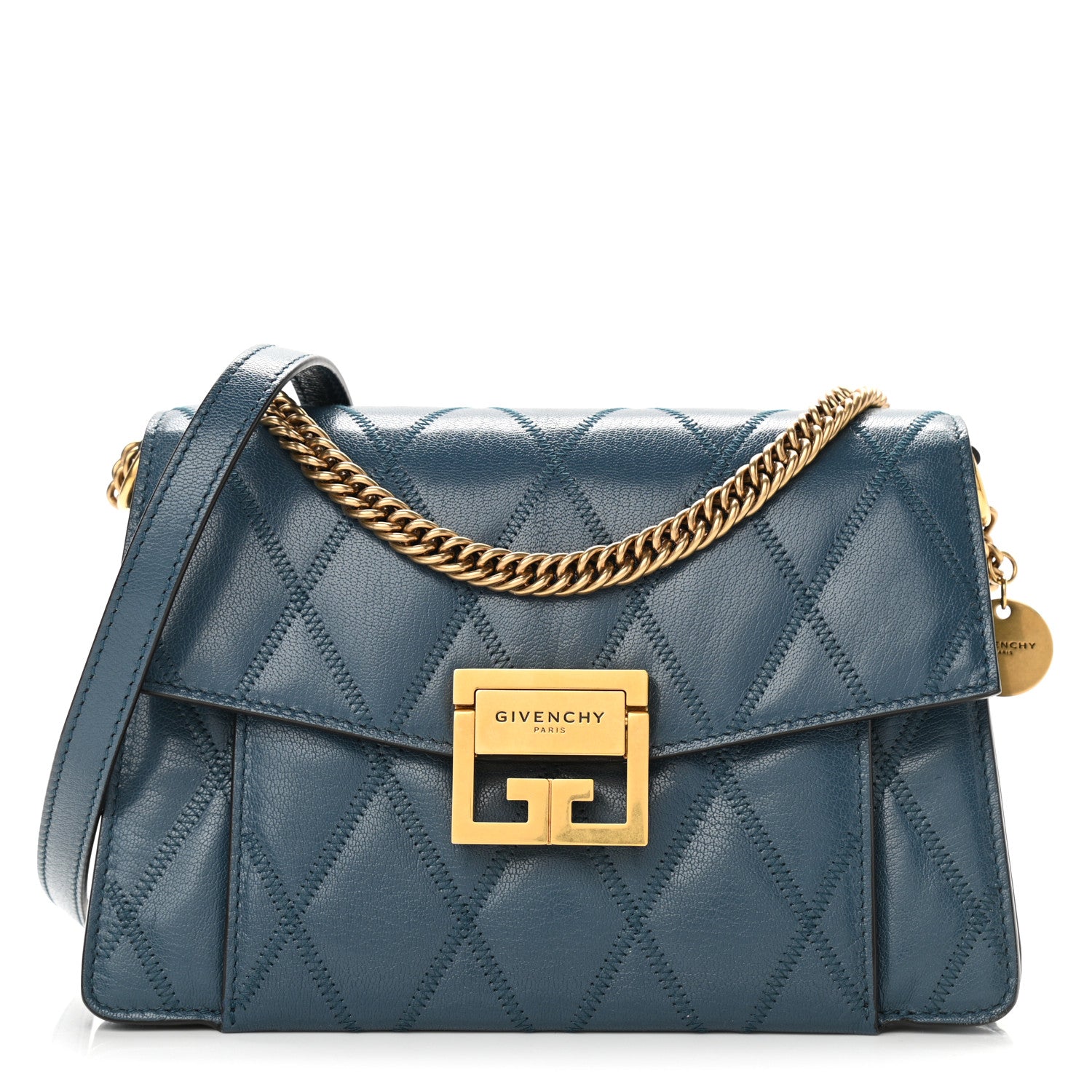 Givenchy Goatskin Quilted Small GV3 Shoulder Bag Blue 1 of 10