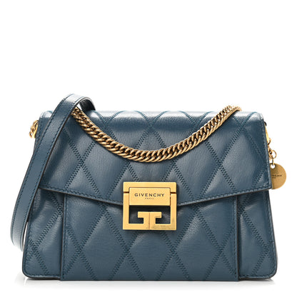 Givenchy Goatskin Quilted Small GV3 Shoulder Bag Blue 1 of 10
