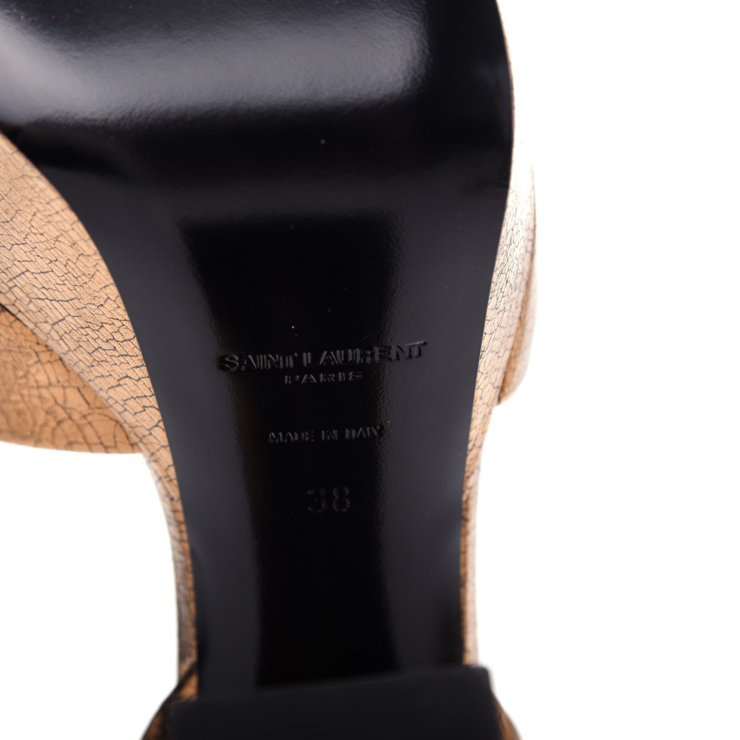 Saint Laurent Metallic Calfskin Farrah 80 Crisscross Platform Sandal 38 Chestnut 9 of 11
