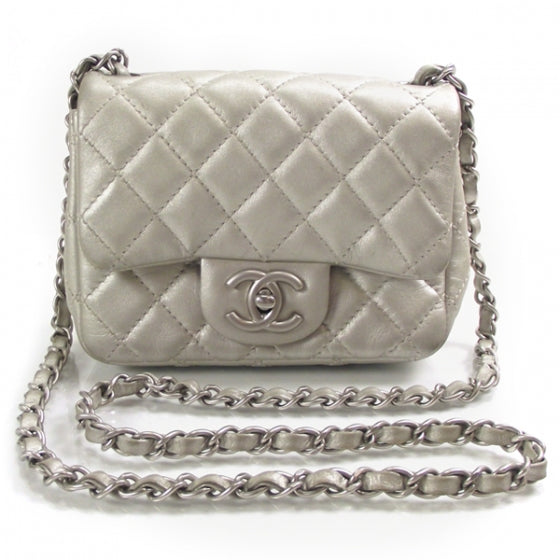 Chanel Metallic Lambskin Quilted Mini Square Flap Silver 1 of 12