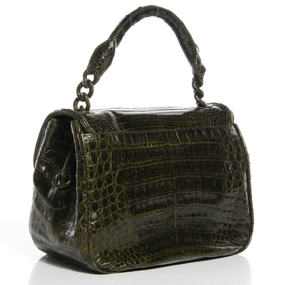 Nancy Gonzalez Crocodile Flap Shoulder Bag Olive 3 of 7