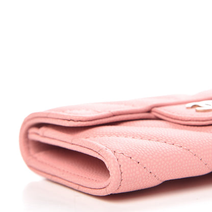 Chanel Caviar Chevron Quilted Card Holder Wallet Pink 9 of 11