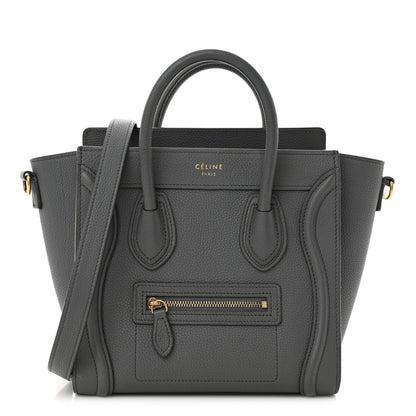 Celine Drummed Calfskin Nano Luggage Kohl 1 of 12
