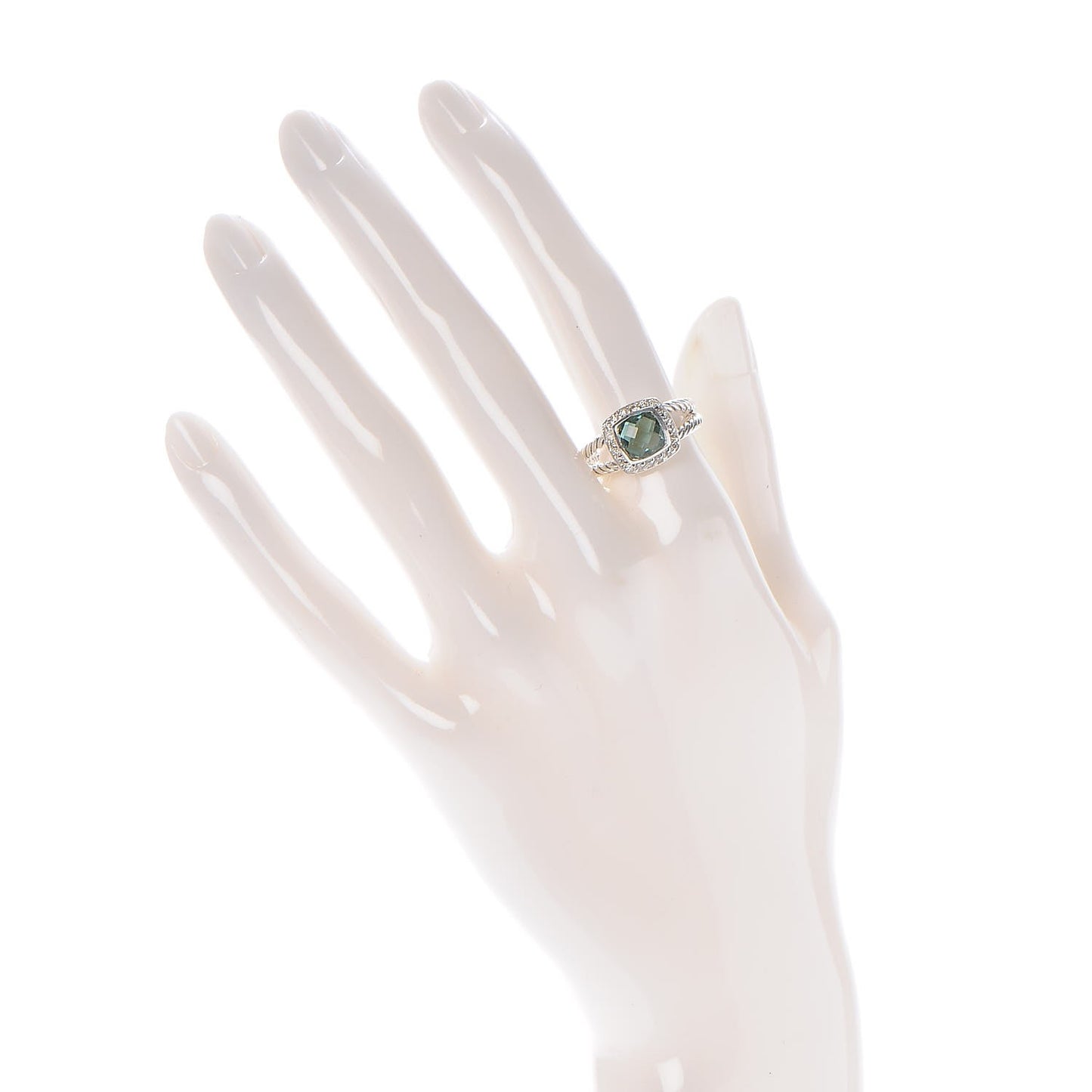 Sterling Silver Diamond Prasiolite 7mm Petite Albion Ring 53 6.5