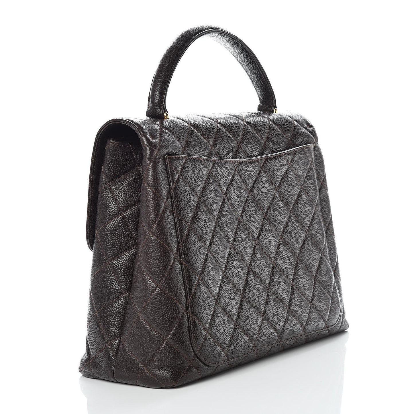 Caviar Quilted Jumbo Kelly Flap Dark Brown