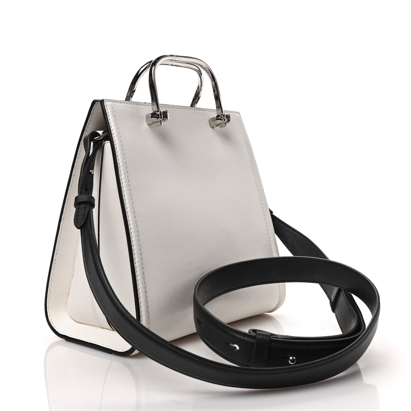 Calfskin The Short Story Dove Love Top Handle Bag White Black