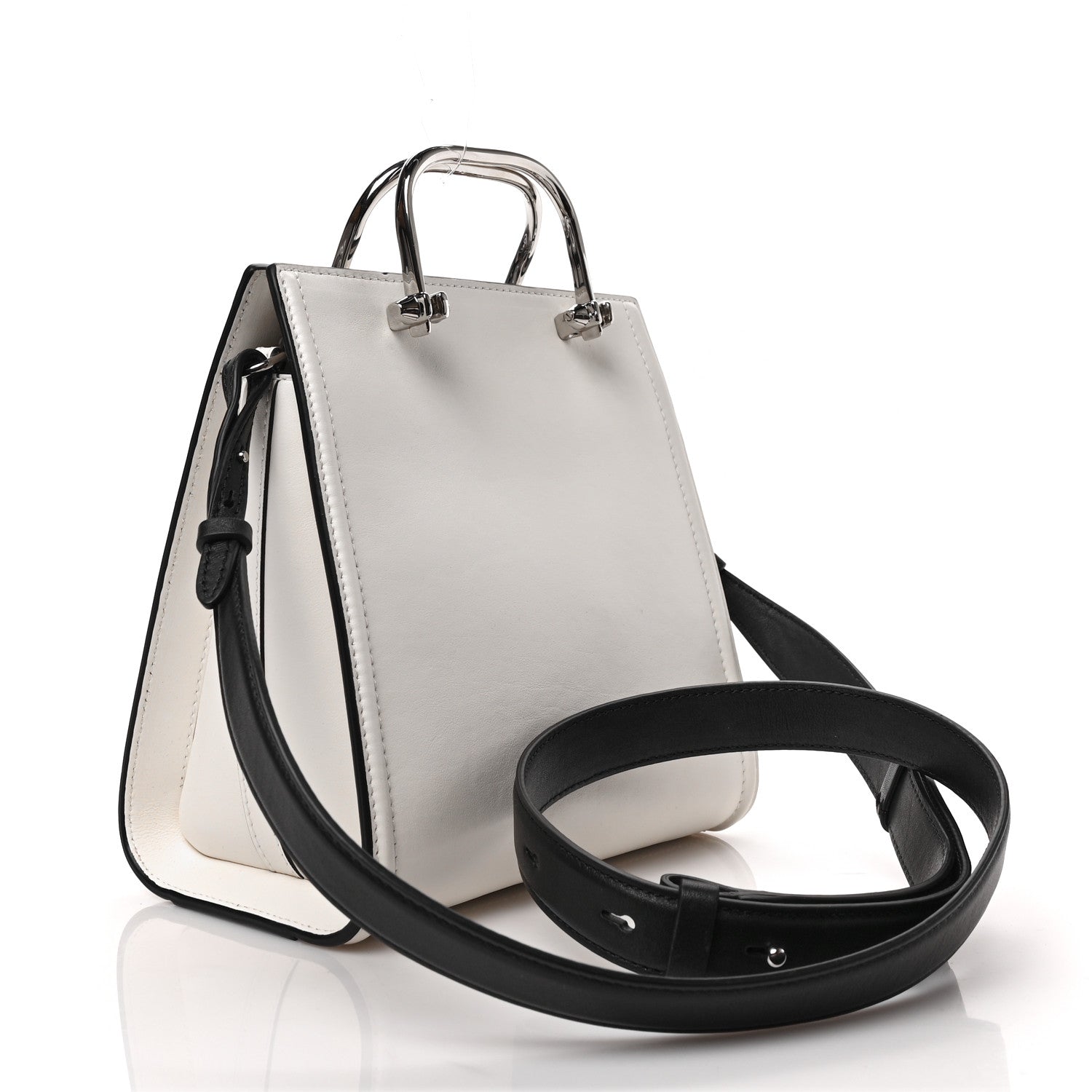 Alexander McQueen Calfskin The Short Story Dove Love Top Handle Bag White Black 3 of 8