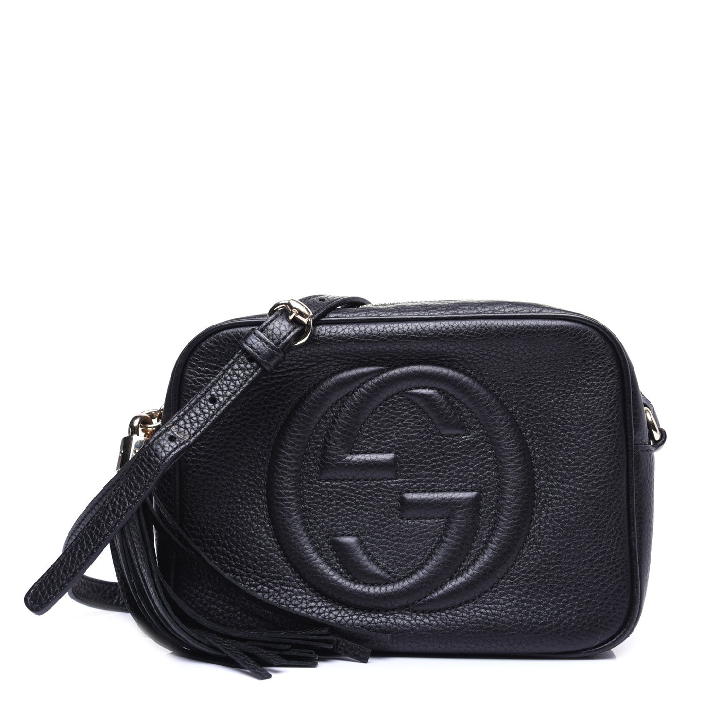 Pebbled Calfskin Small Soho Disco Bag Black