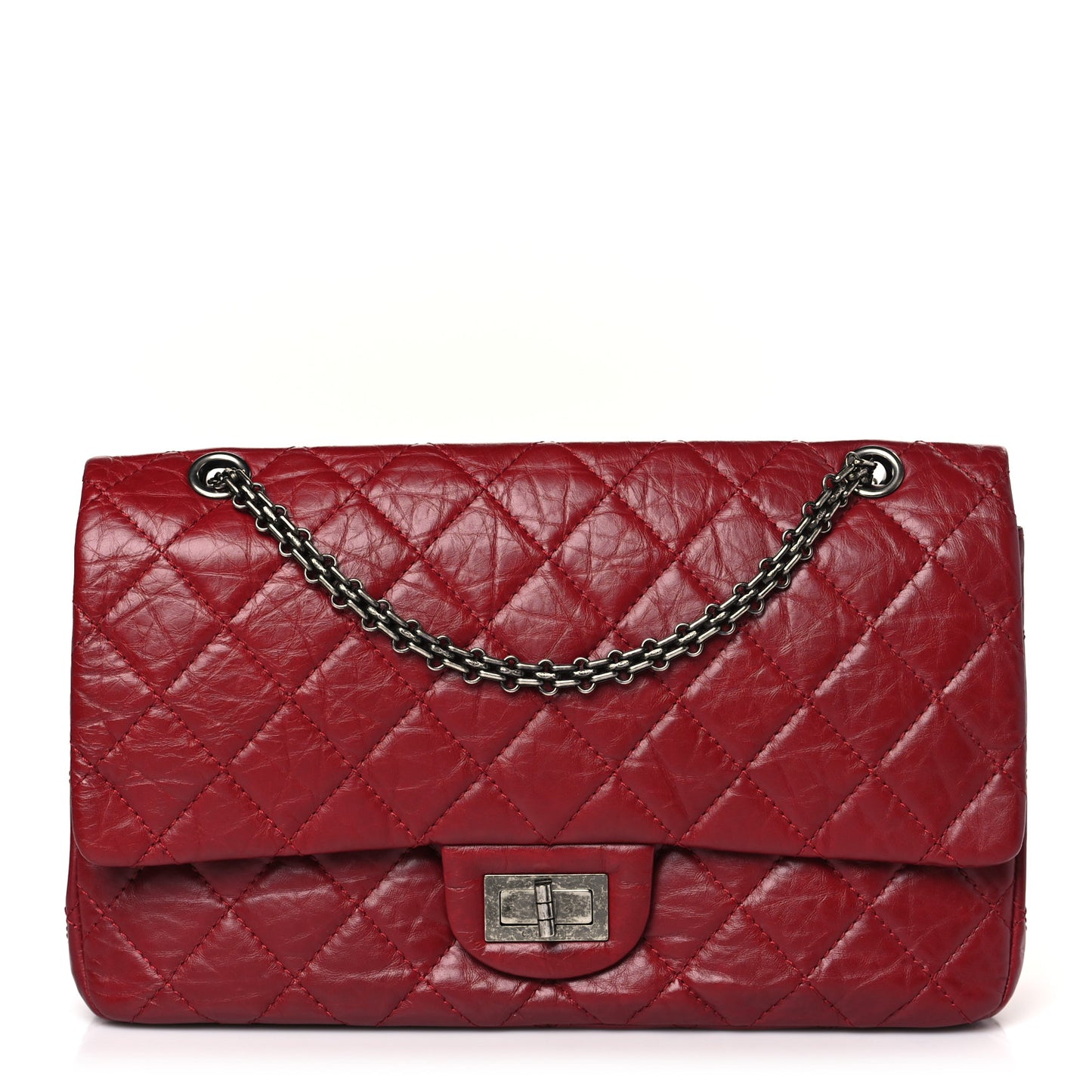 Aged Calfskin Quilted 2.55 Reissue 227 Flap Red