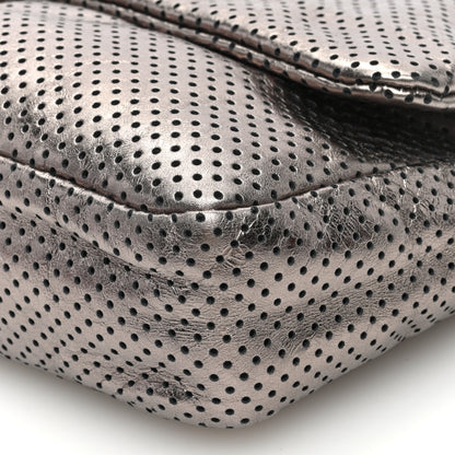 Chanel Metallic Crackled Calfskin Perforated Drill Flap Silver 10 of 10