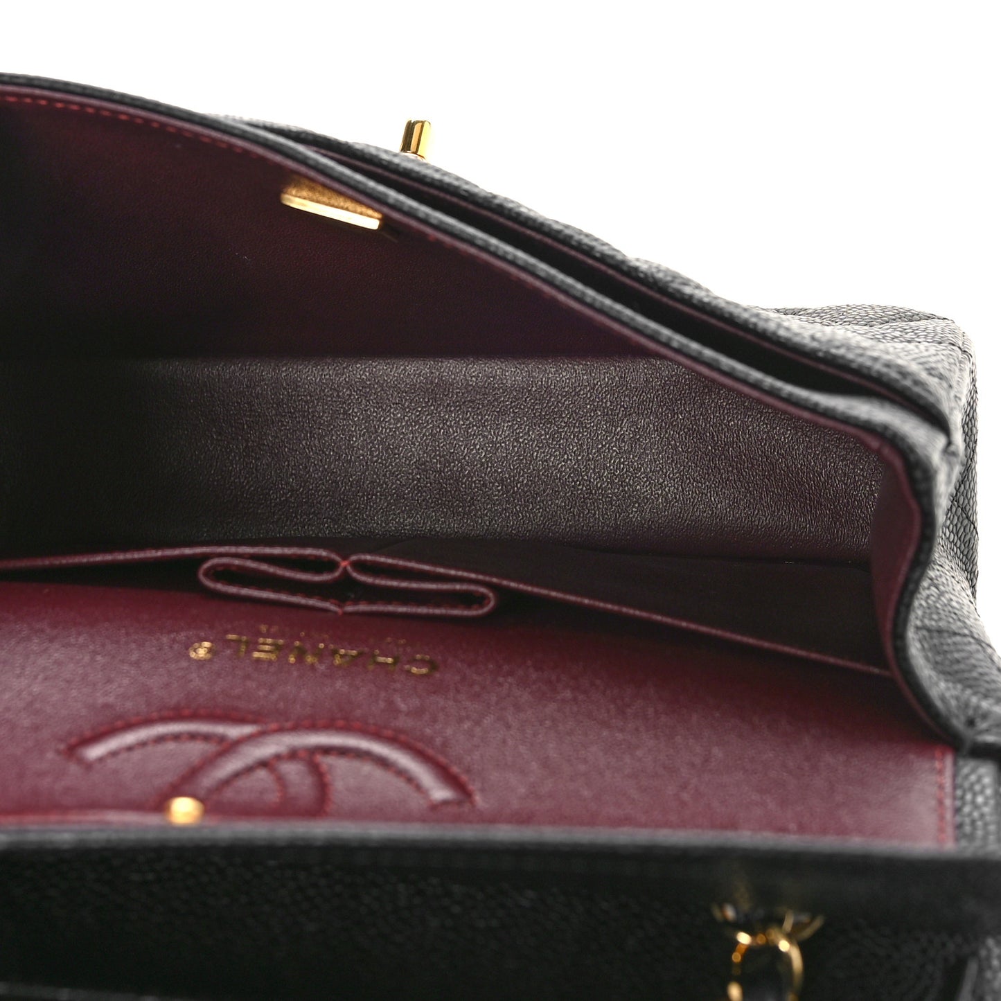 Caviar Quilted Small Double Flap Black