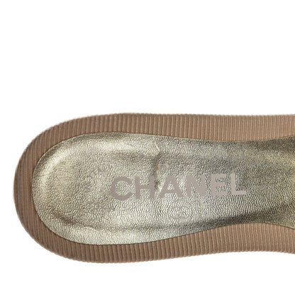 Chanel Grosgrain Pearl CC Bow Sandals 38 Beige 9 of 9