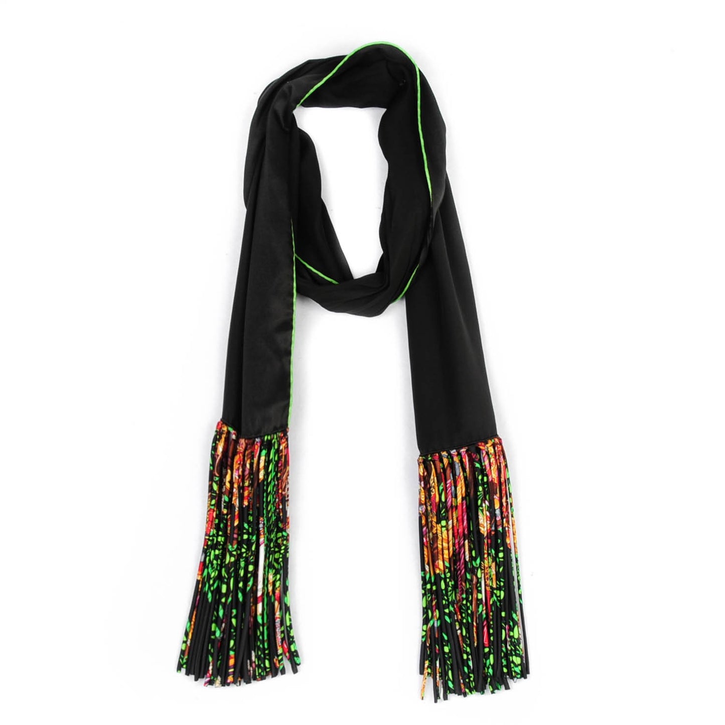 Silk La Danse du Cheval Marwari Fringe Stole Noir Brule Vert