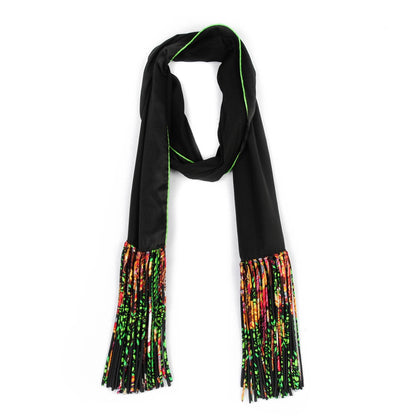 Hermes Silk La Danse du Cheval Marwari Fringe Stole Noir Brule Vert 1 of 5