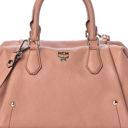 MCM Calfskin Bowler Bag Pink 8 of 10