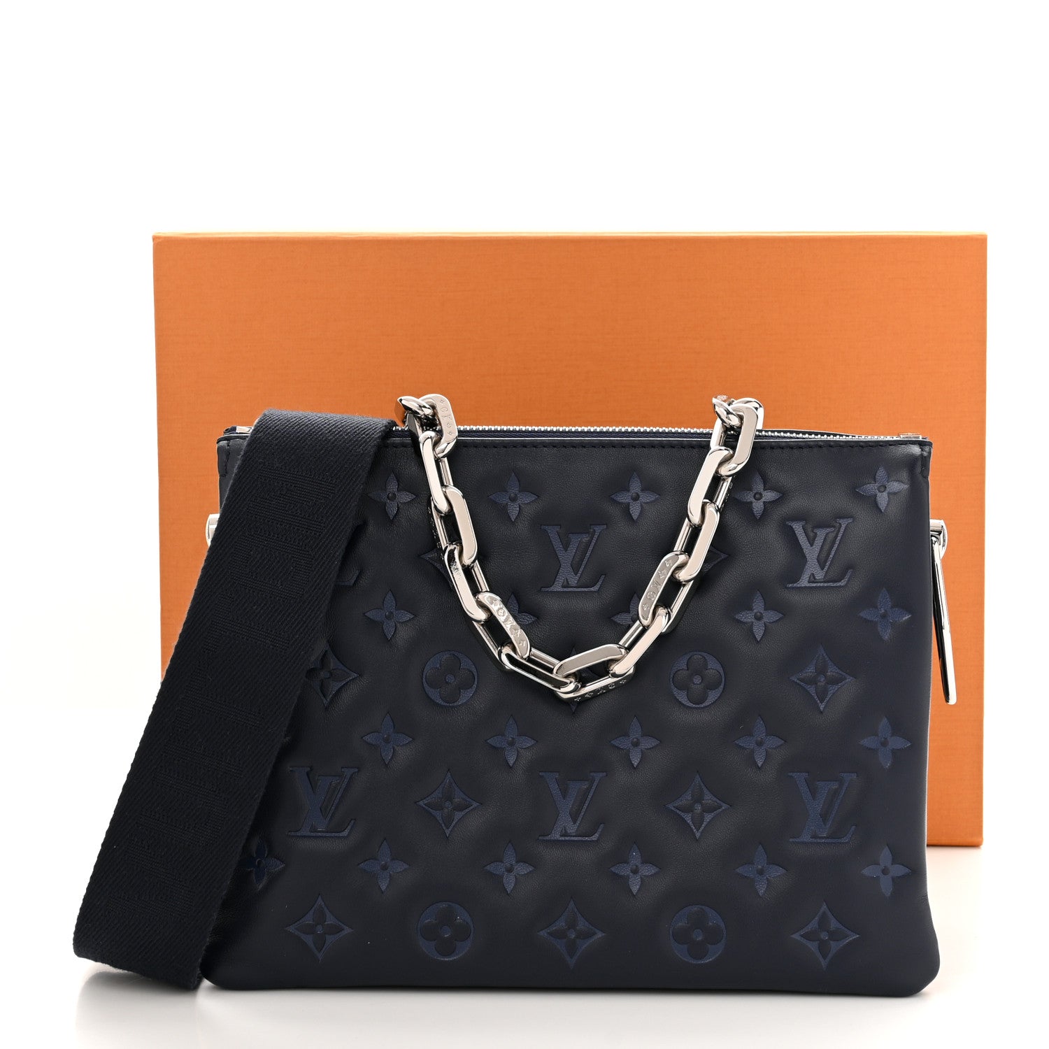 Louis Vuitton Lambskin Embossed Monogram Coussin PM Navy 12 of 12