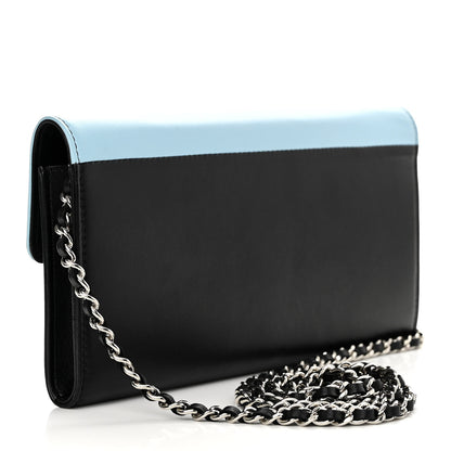 Chanel Lambskin Airlines Wallet On Chain WOC Blue Black Red 4 of 13