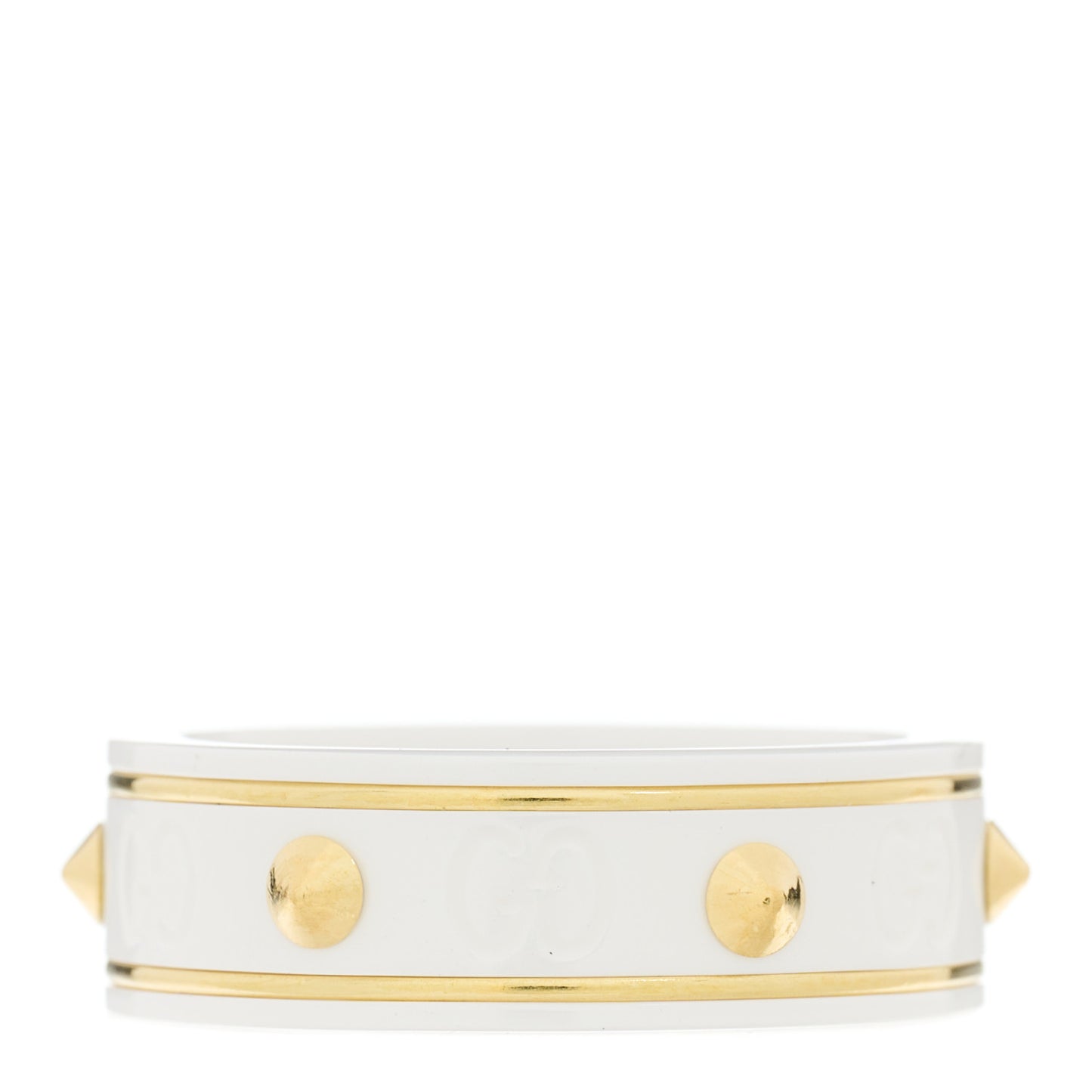 18K Yellow Gold Ceramic Icon Band Ring 55 7.25 White