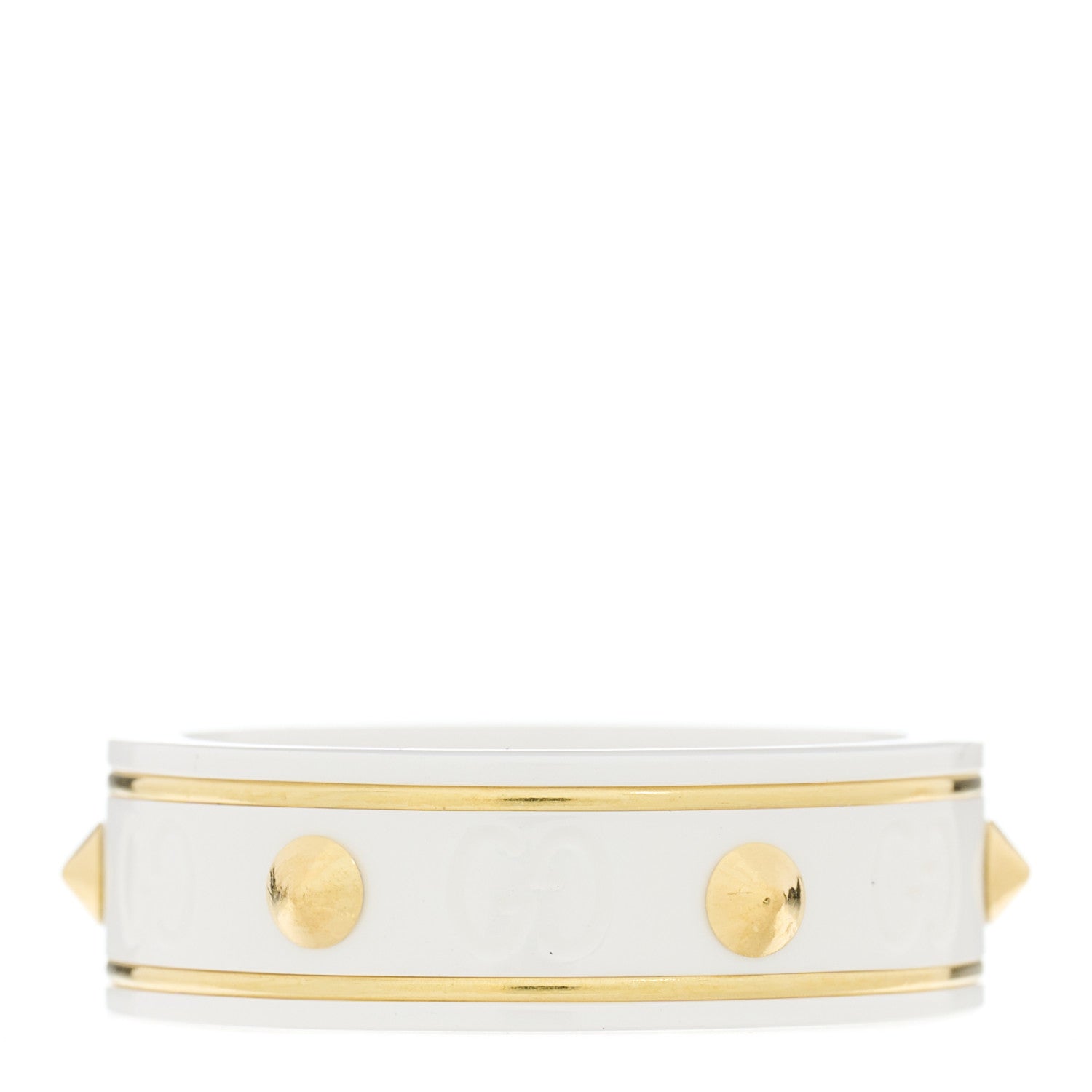 Gucci 18K Yellow Gold Ceramic Icon Band Ring 55 7.25 White 1 of 5