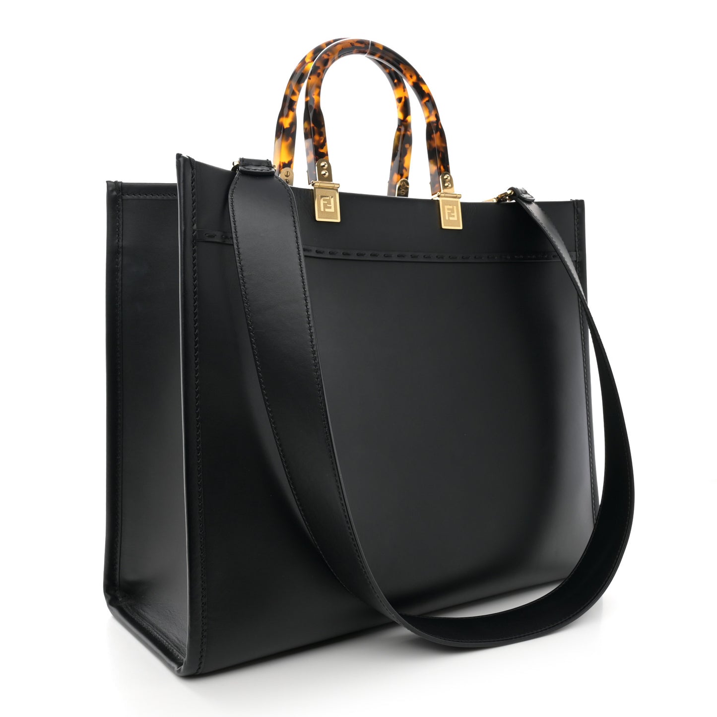 Vitello King Plexiglass Medium Fendi Sunshine Shopper Tote Black