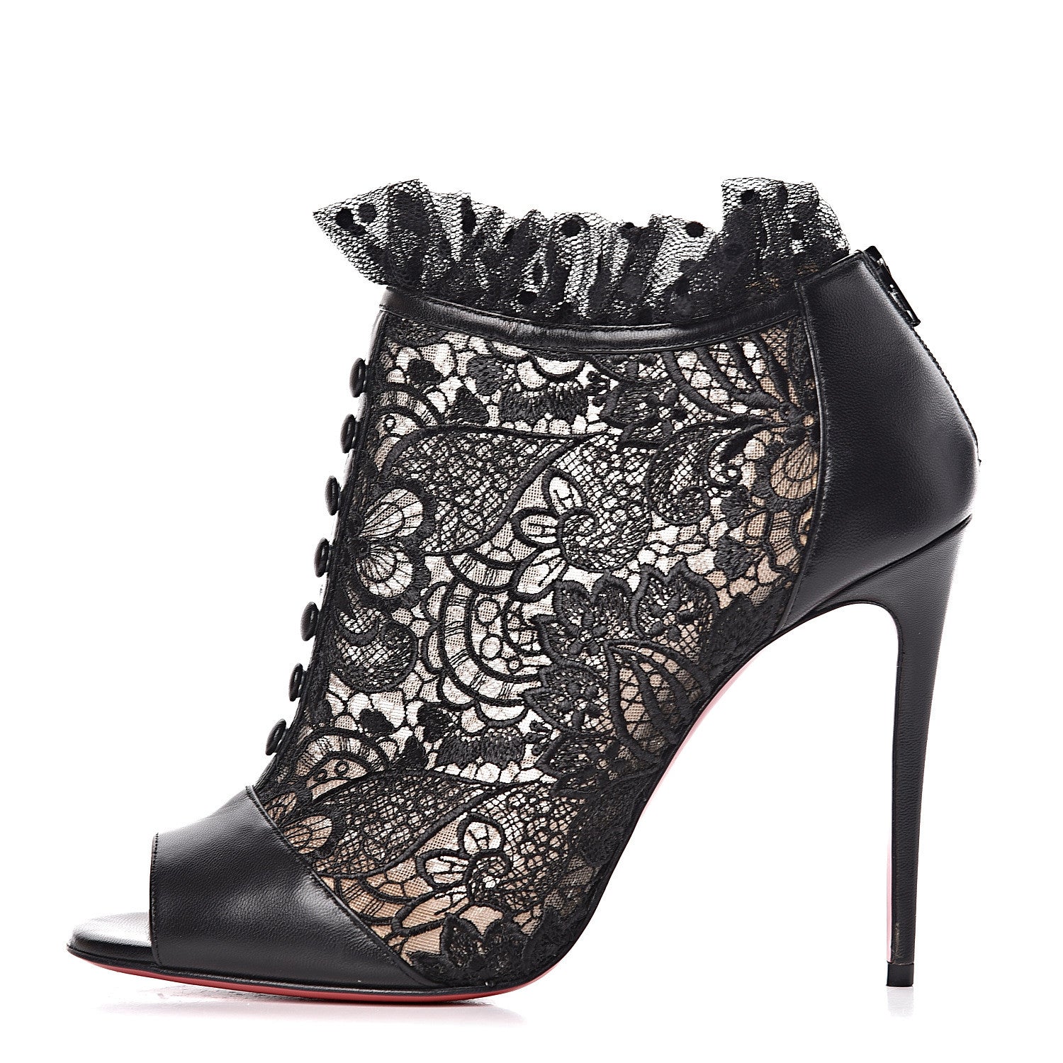 Christian Louboutin Lace Kid Henrietta 100 Booties 38 Black 1 of 11