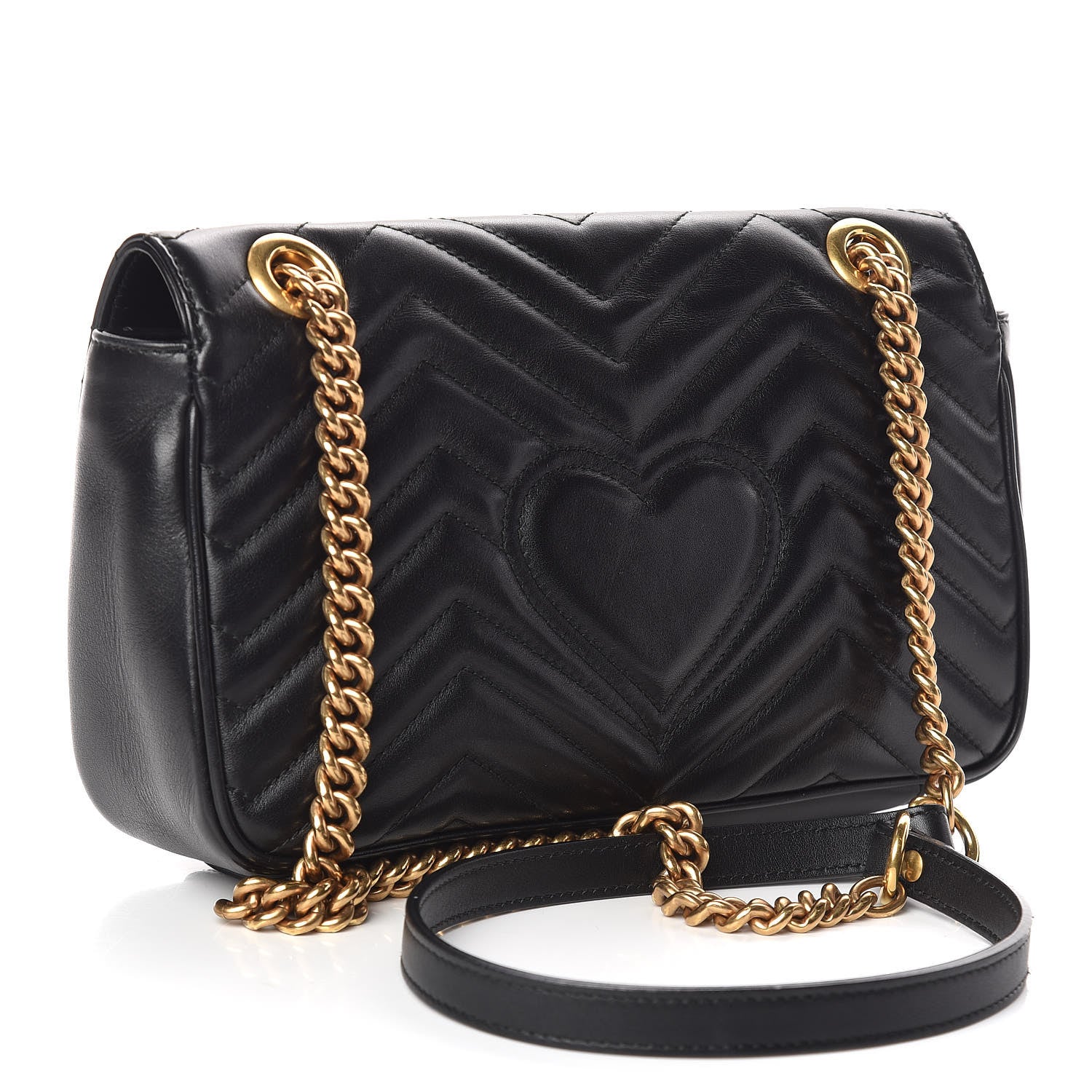 Gucci Calfskin Matelasse Small GG Marmont Shoulder Bag Black 3 of 11