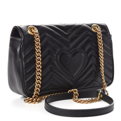 Gucci Calfskin Matelasse Small GG Marmont Shoulder Bag Black 3 of 11