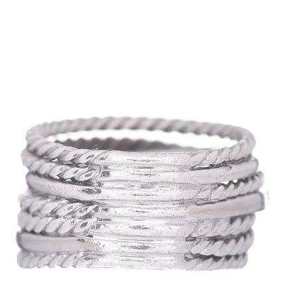David Yurman Sterling Silver 14K White Gold Diamond 11mm Wide Crossover Cable Ring 54 7 4 of 5