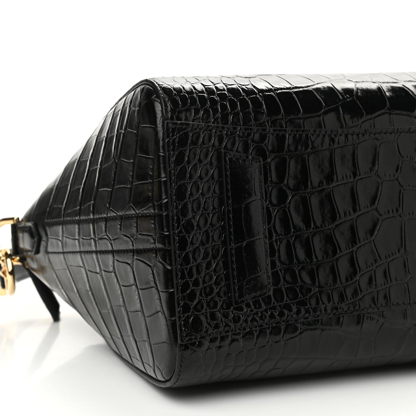 Calfskin Crocodile Embossed Small Antigona Black