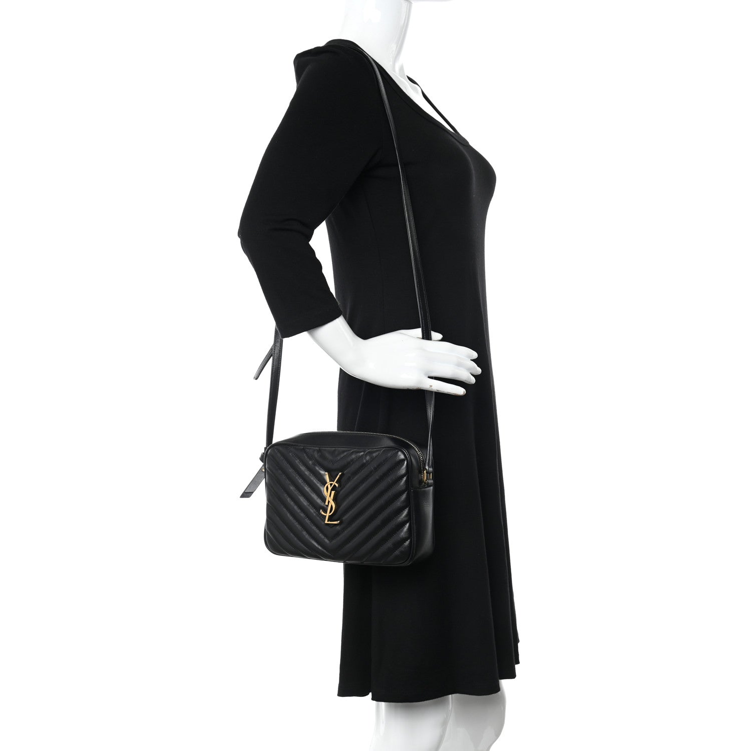 Saint Laurent Calfskin Matelasse Monogram Lou Camera Bag Black 2 of 9