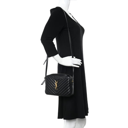 Saint Laurent Calfskin Matelasse Monogram Lou Camera Bag Black 2 of 9