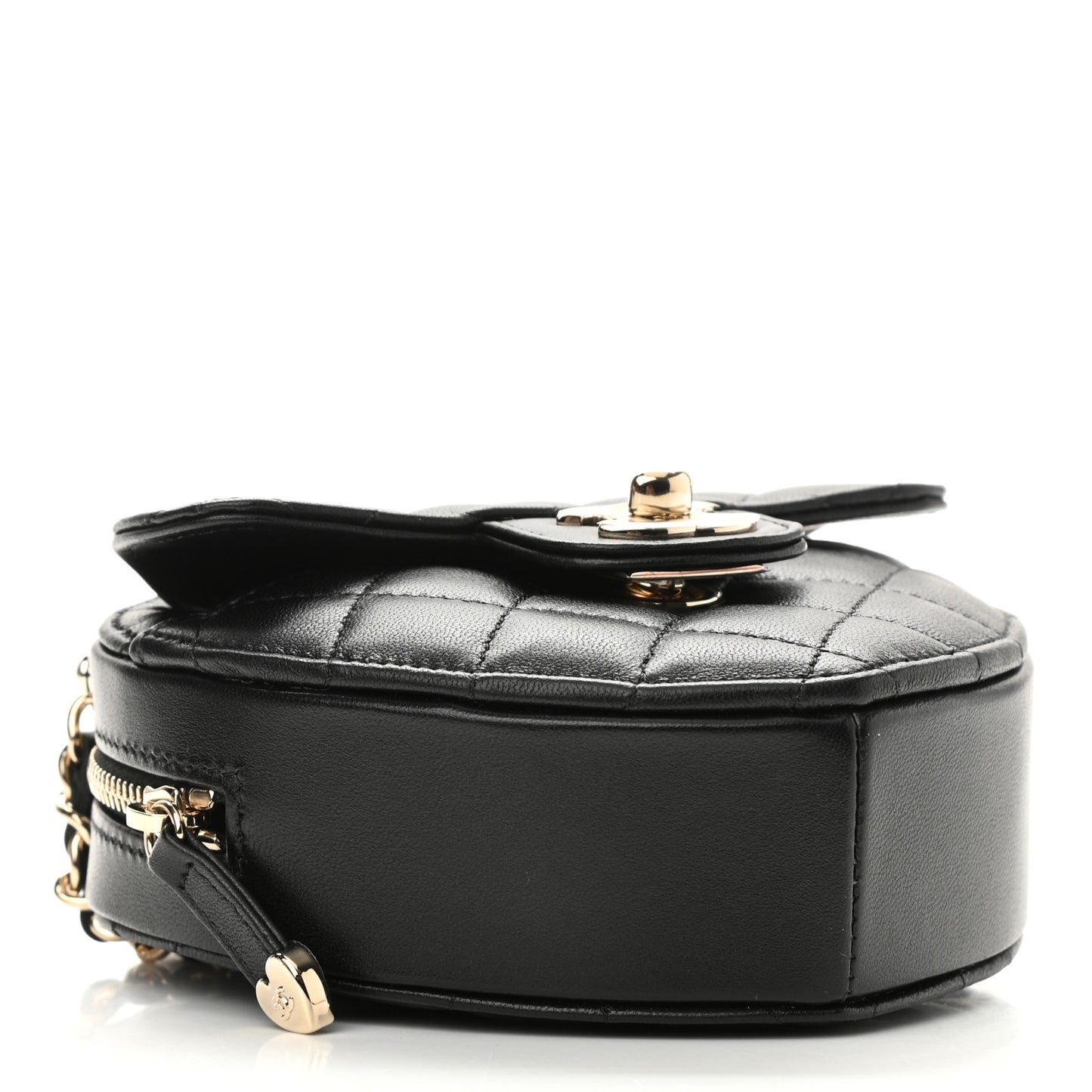Lambskin Quilted CC In Love Heart Clutch With Chain Black