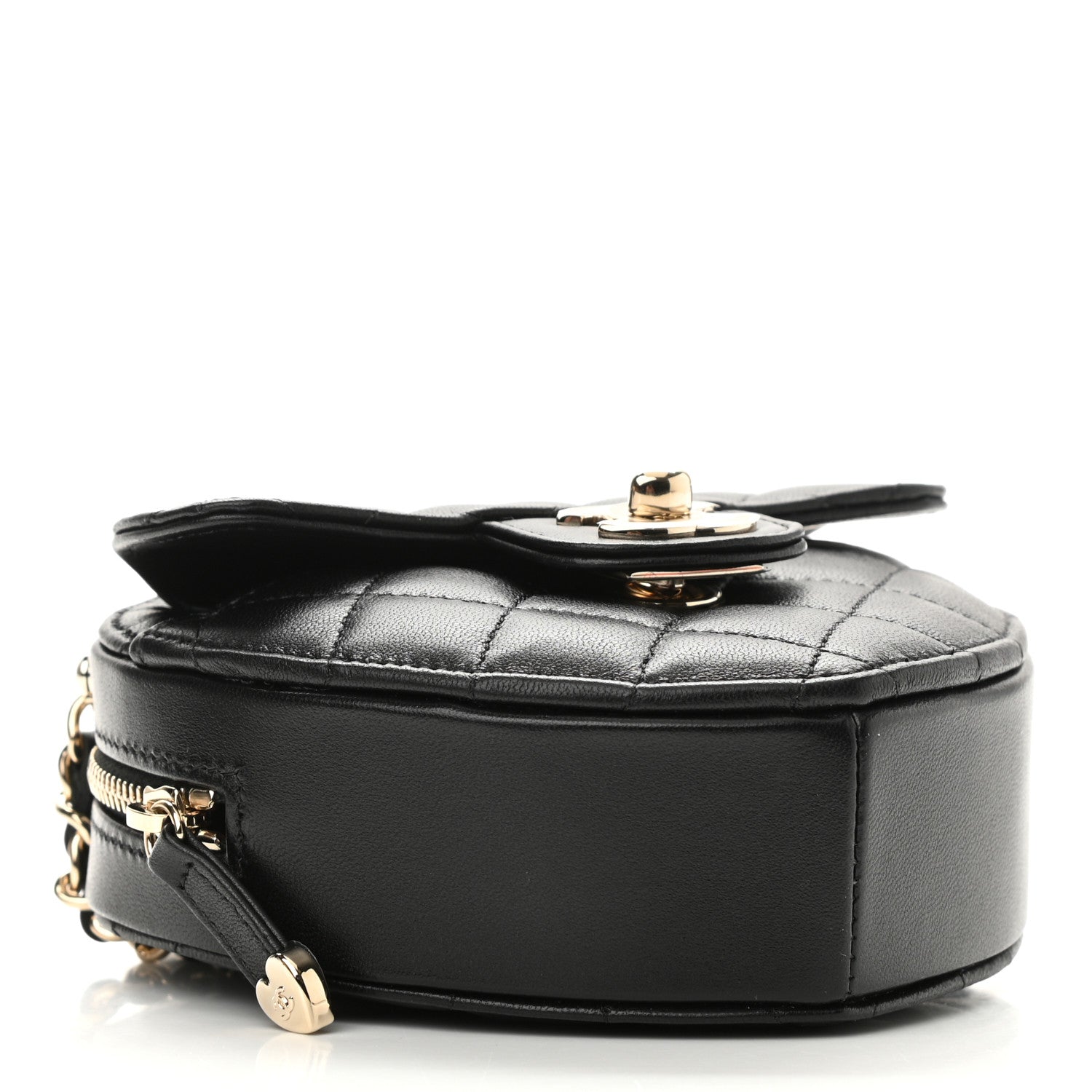 Chanel Lambskin Quilted CC In Love Heart Clutch With Chain Black 4 of 11