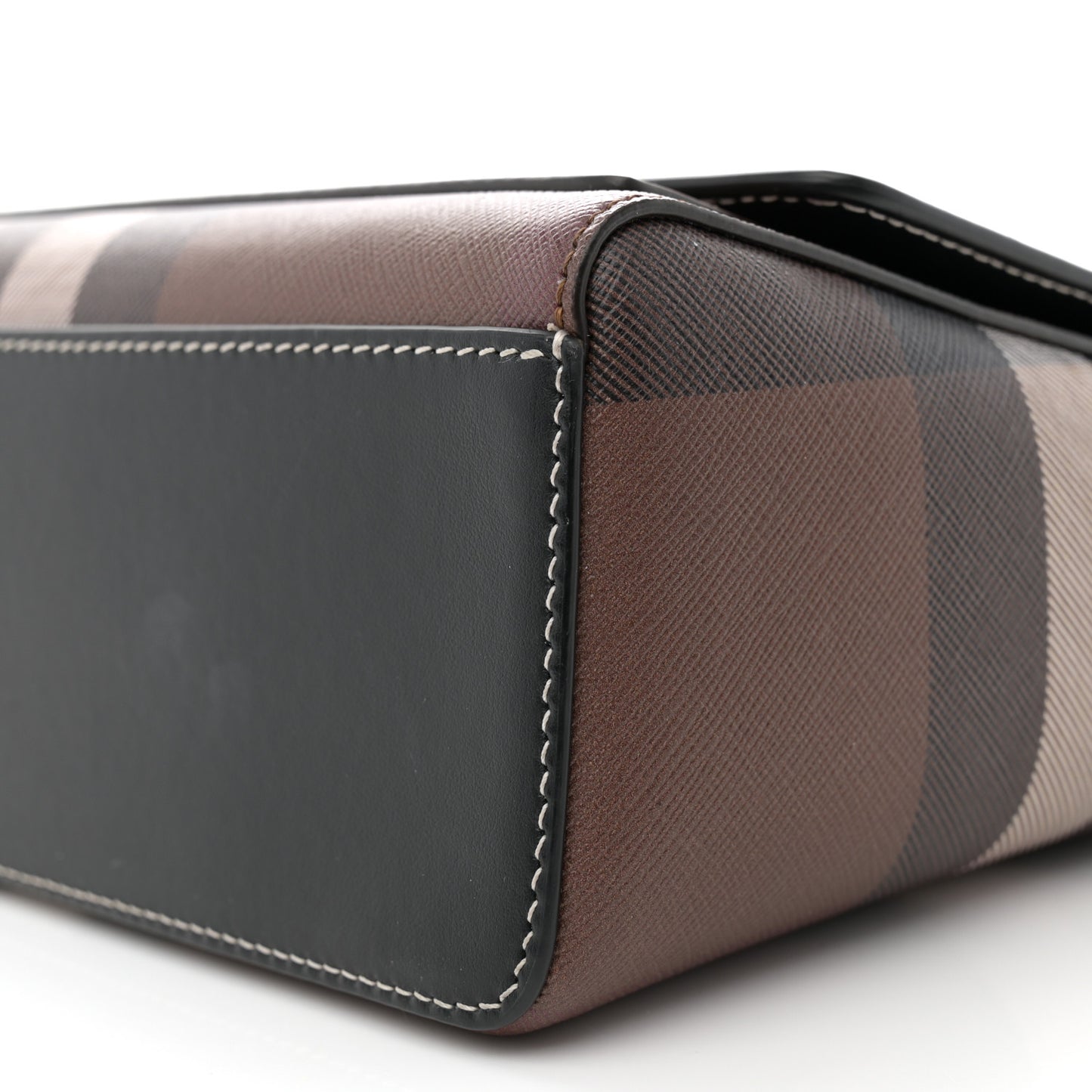 Calfskin Giant Check E-Canvas Note Crossbody Bag Dark Birch Brown