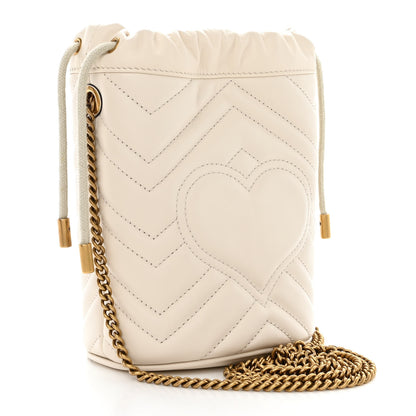 Gucci Calfskin Matelasse Mini GG Marmont 2.0 Bucket Bag White 3 of 10