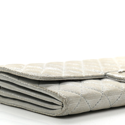 Chanel Metallic Suede Quilted East West Flap Clutch Silver 10 of 12