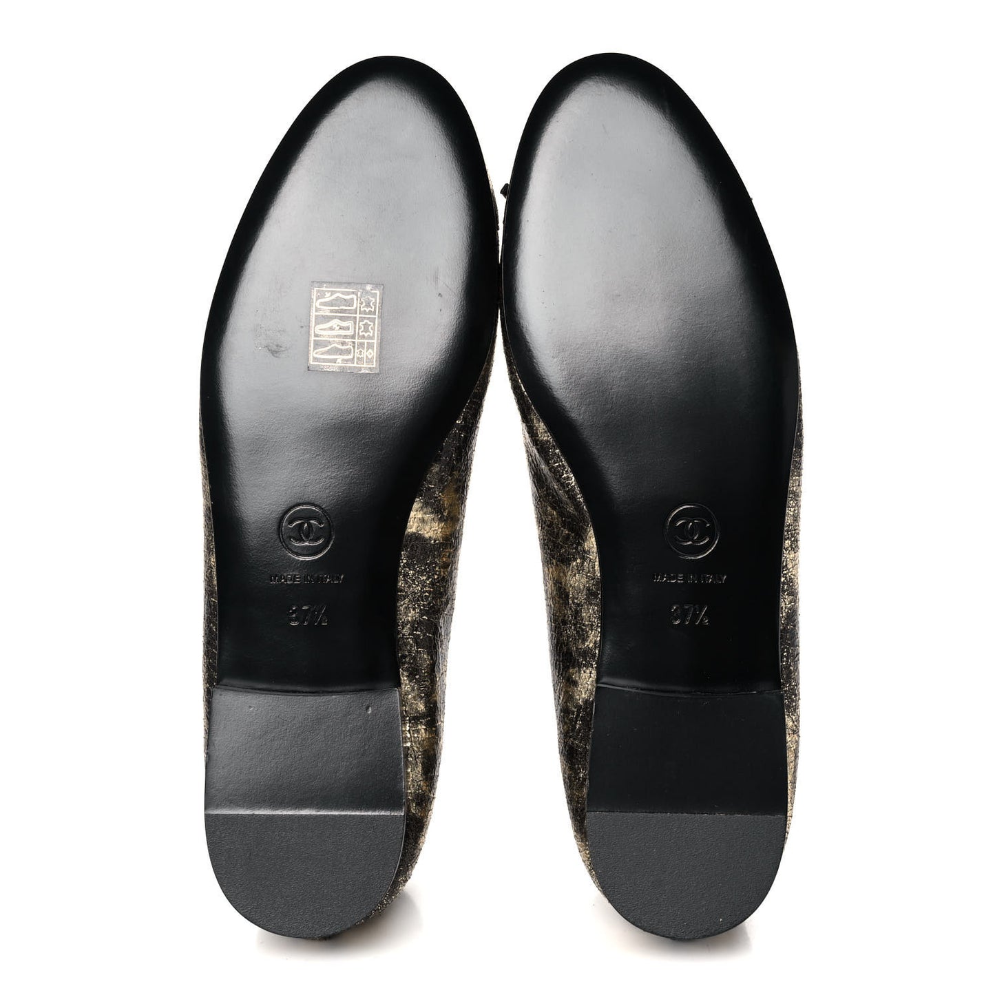Laminated Goatskin Cap Toe CC Ballerina Flats 37.5 Gold