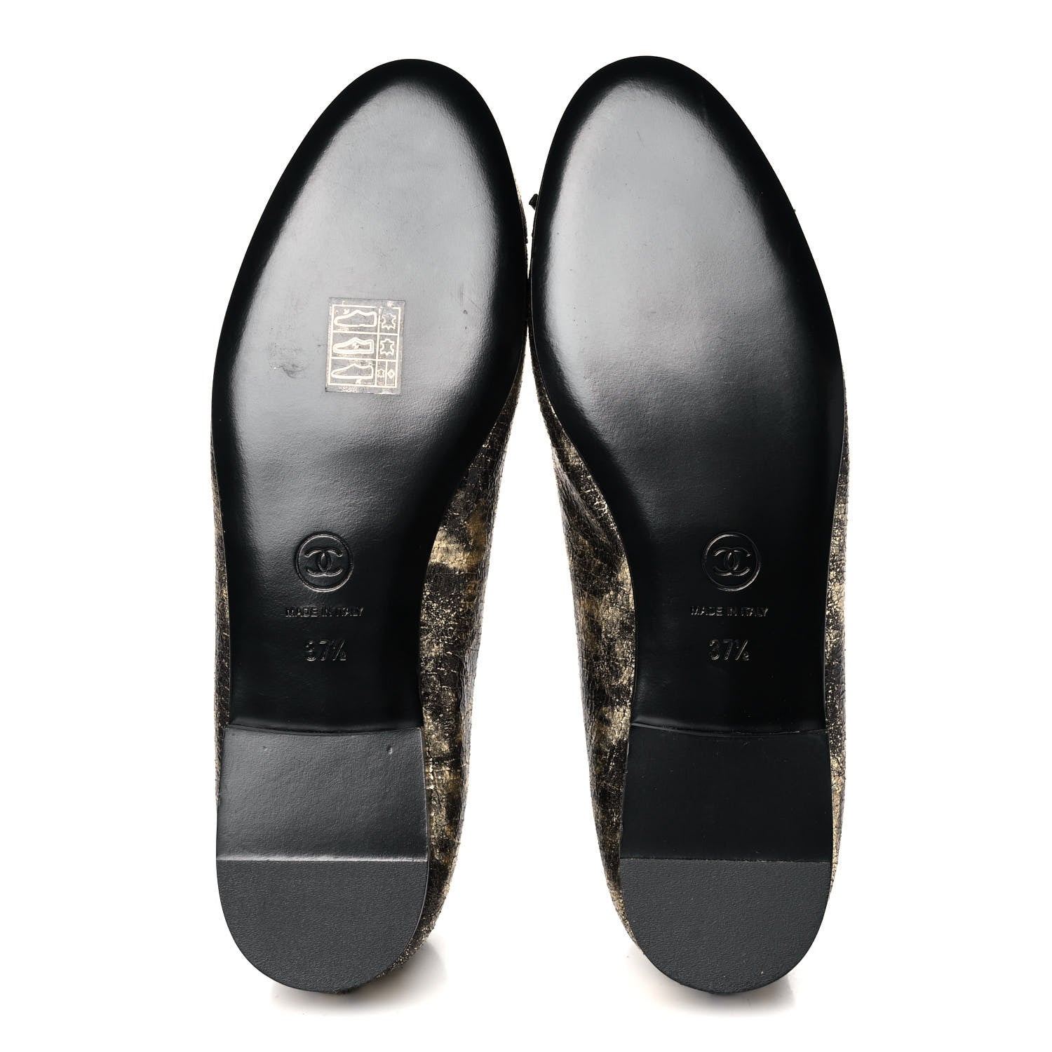 Chanel Laminated Goatskin Cap Toe CC Ballerina Flats 37.5 Gold 5 of 9