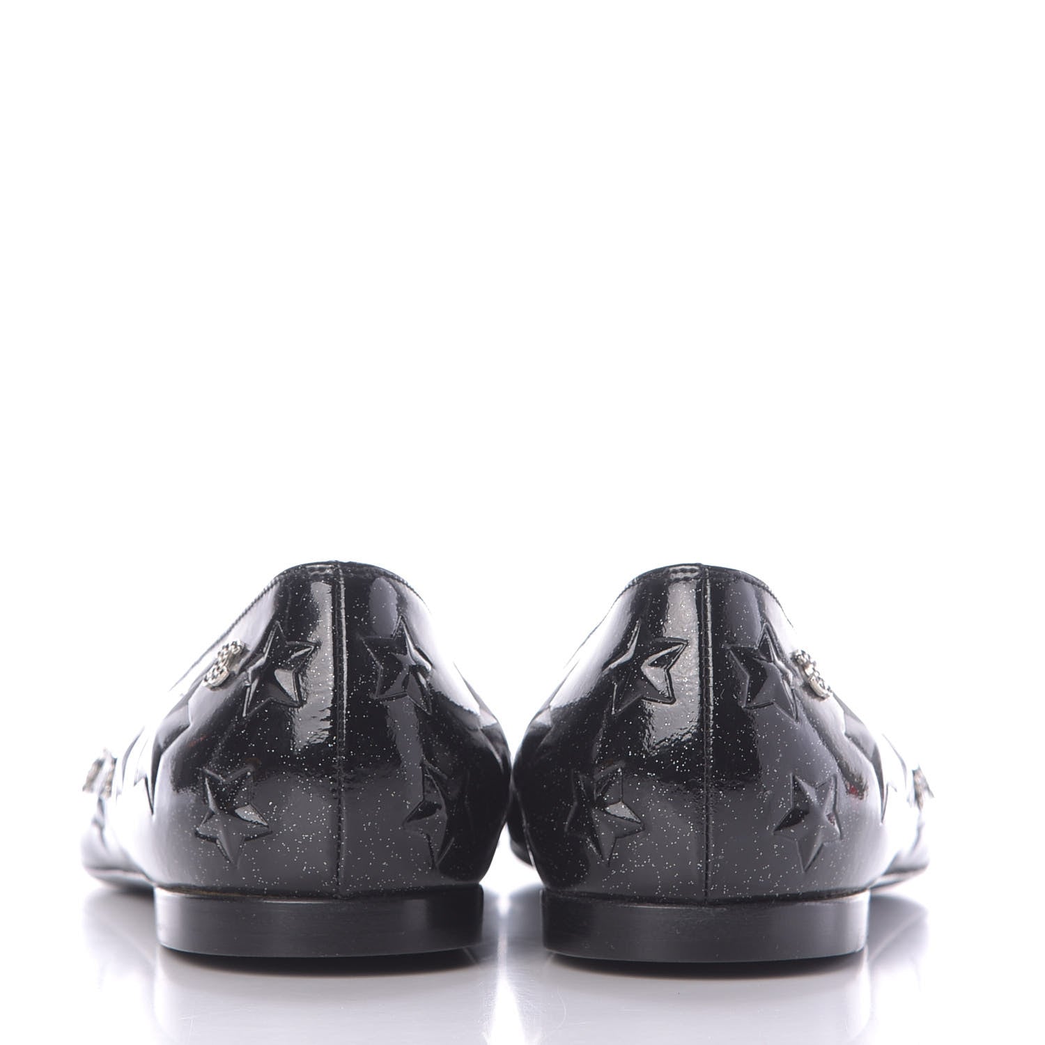 Chanel Patent Glitter Flats 38 Black 5 of 12