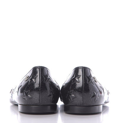 Chanel Patent Glitter Flats 38 Black 5 of 12