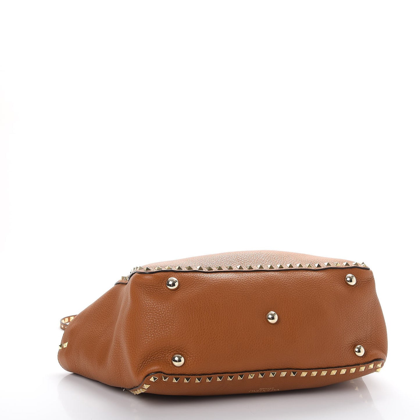 Pebbled Calfskin Medium Rockstud Tote Light Cuir